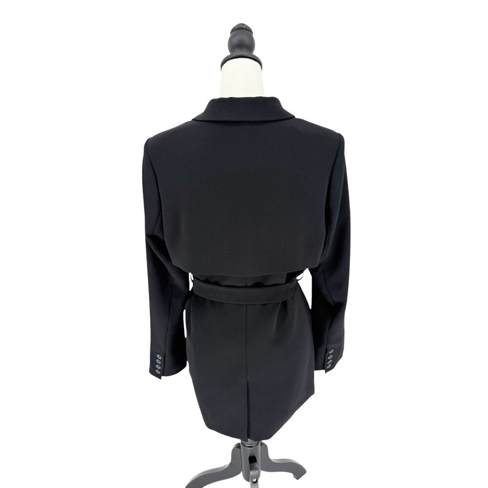 Good American Belted Trench Blazer Jacket Black Coat Size Medium - Picture 10 of 15